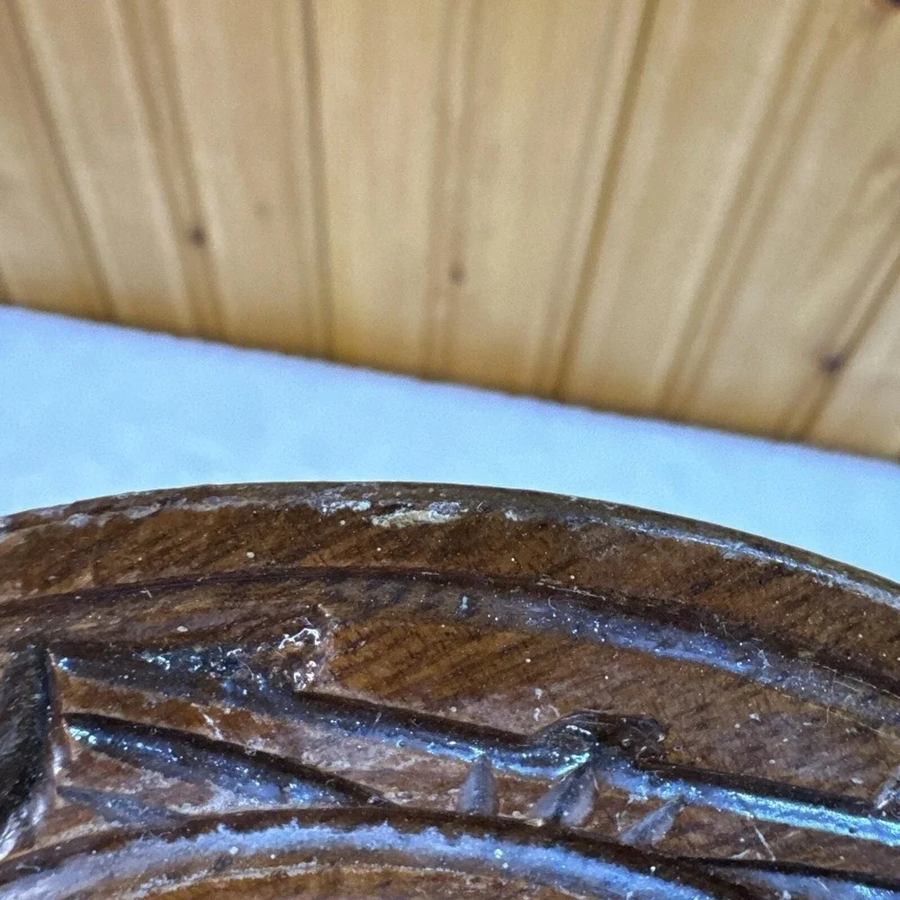 K & S Hawaiian Creations Vintage Hawaii Wood Plate Souvenir Hand Carved 1986